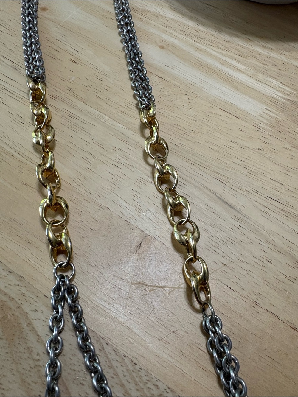 N218 Two-Tone Gold and Silver Chain Necklace - Women Jewelry